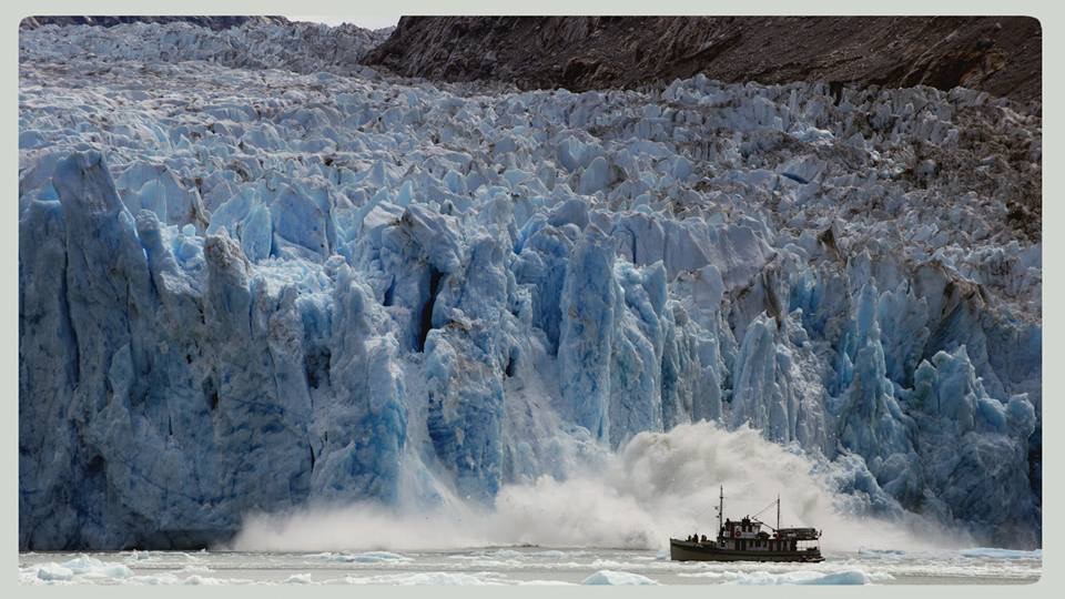 Catalyst observing calving glacier