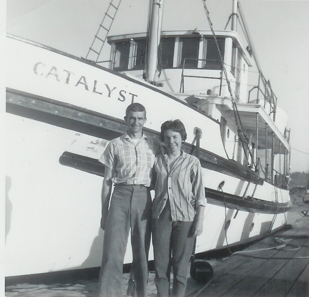 The Langley family infront of Catalyst at the dock in 1962